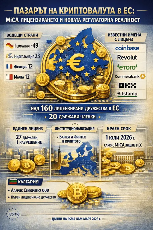 Криптовалути CASP дружества по MiCA регламент